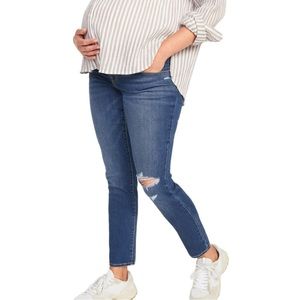 OLD NAVY | NWOT Blue Distressed Front Low Panel Maternity Skinny Jeans Sz 0